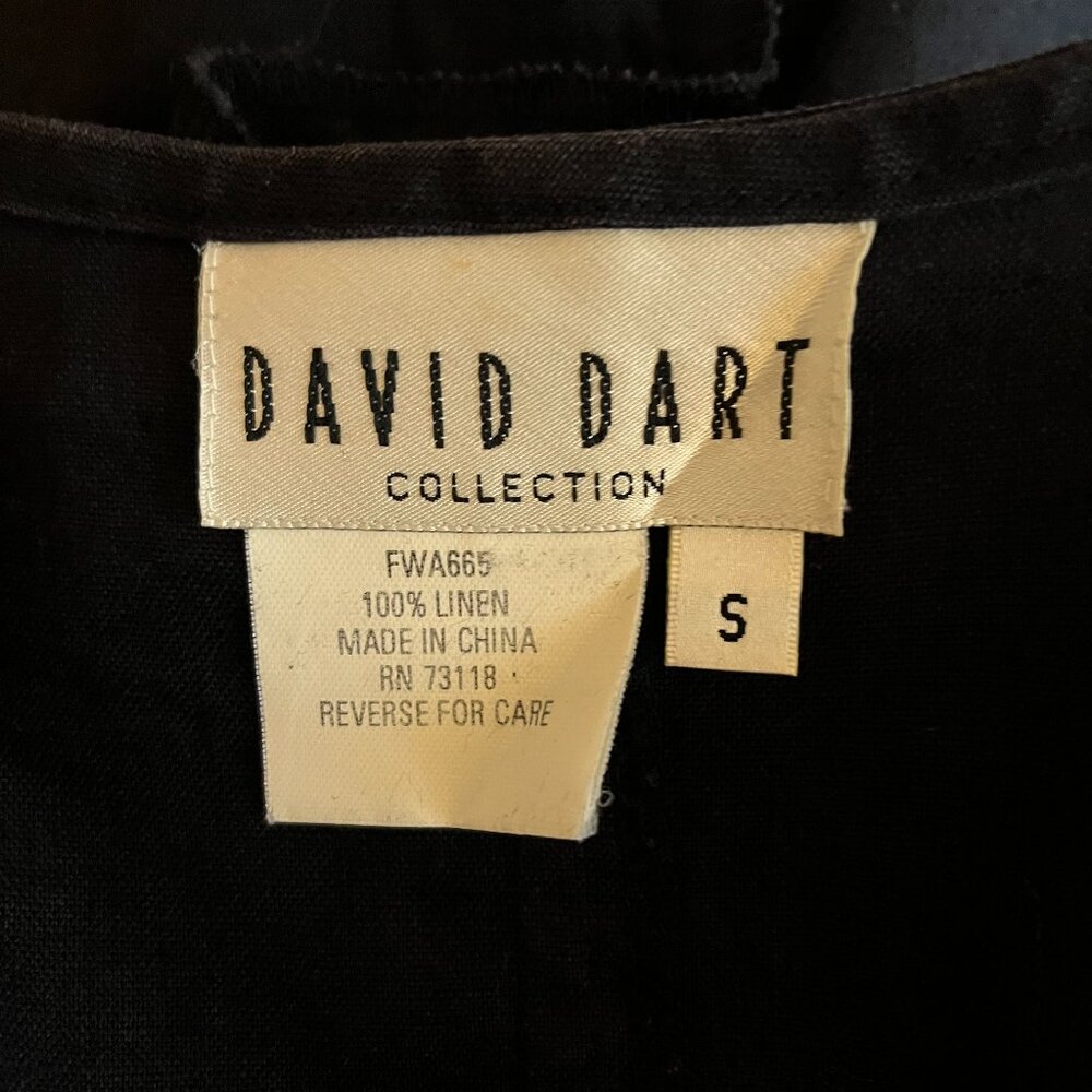 David Dart Size S Button-Front Black Linen Jacket… - image 2